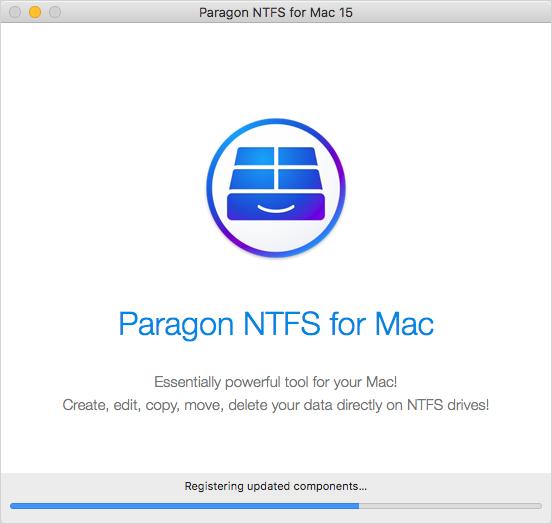 paragon ntfs for mac registering updated components